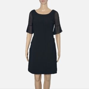 PHOEBE COUTURE Black Embellished Back Faux Wrap Dress with Bow Women's Size 2